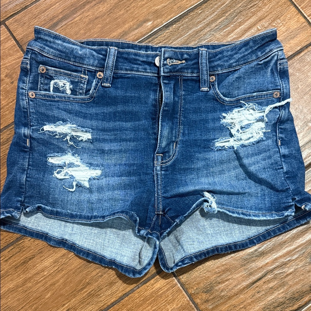 American Eagle Outfitters Blue Distressed Jean Shorts